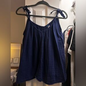 Navy Tie Tank Top